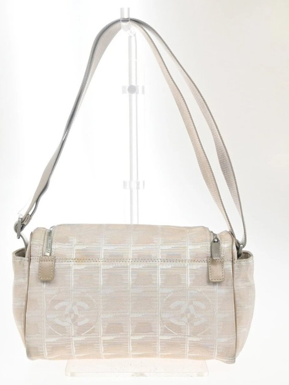 CHANEL CC New Travel Line Shoulder Bag Jacquard Canvas Leather BE SHW 62MA443 - Picture 4 of 16